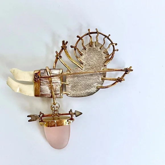 Carolyn Morris Bach  Winged Goddess Brooch 18K,  Fine Sterling Silver - Picture 8 of 13
